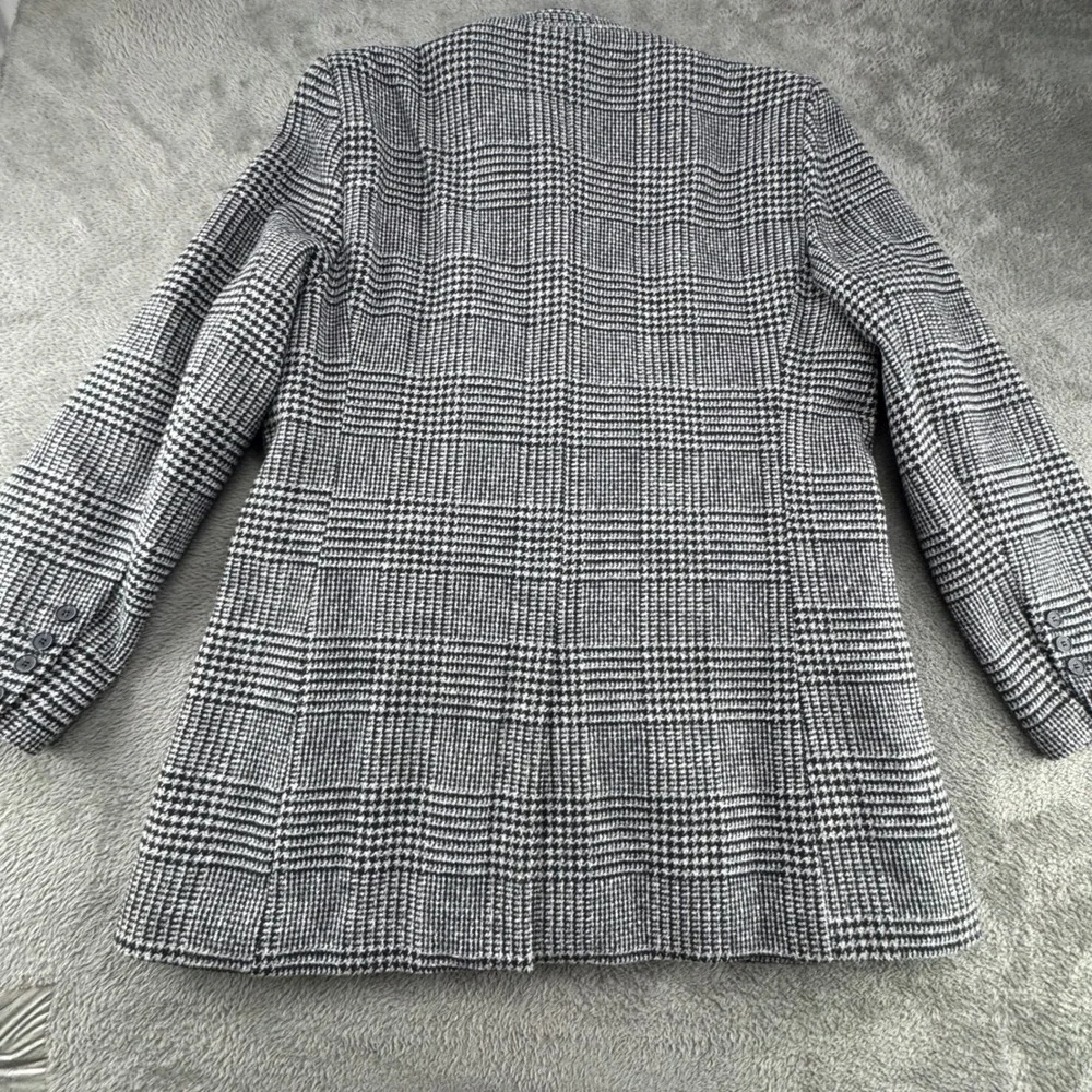 Nearkin Blazer Jacket Womens XXL Black White New Glen Plaid Wool Mandarin Collar